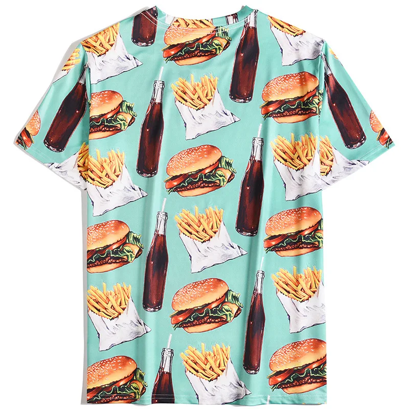 

Summer New Products Street European and American Style Hamburg Coke Personality Loose Casual Short-Sleeved Tops T-Shirt for Men