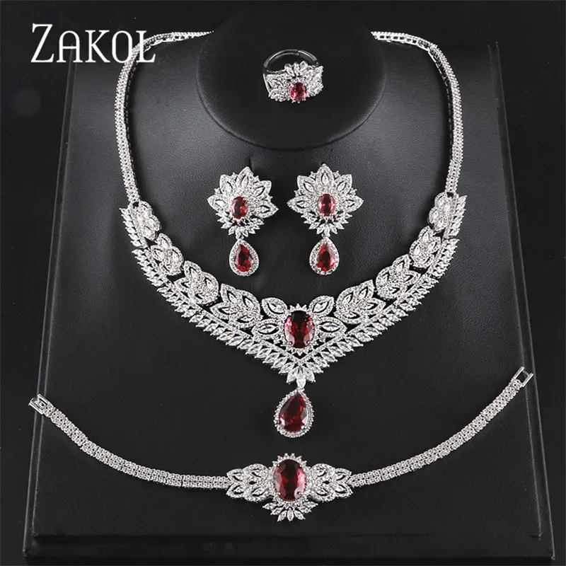 ZAKOL роскошные высококачественные циркониевые цветочные кольца браслет серьги