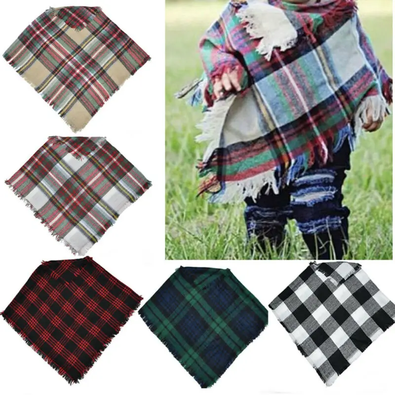 Детская накидка шаль Классическая зимняя одежда для девочек платок с кисточками