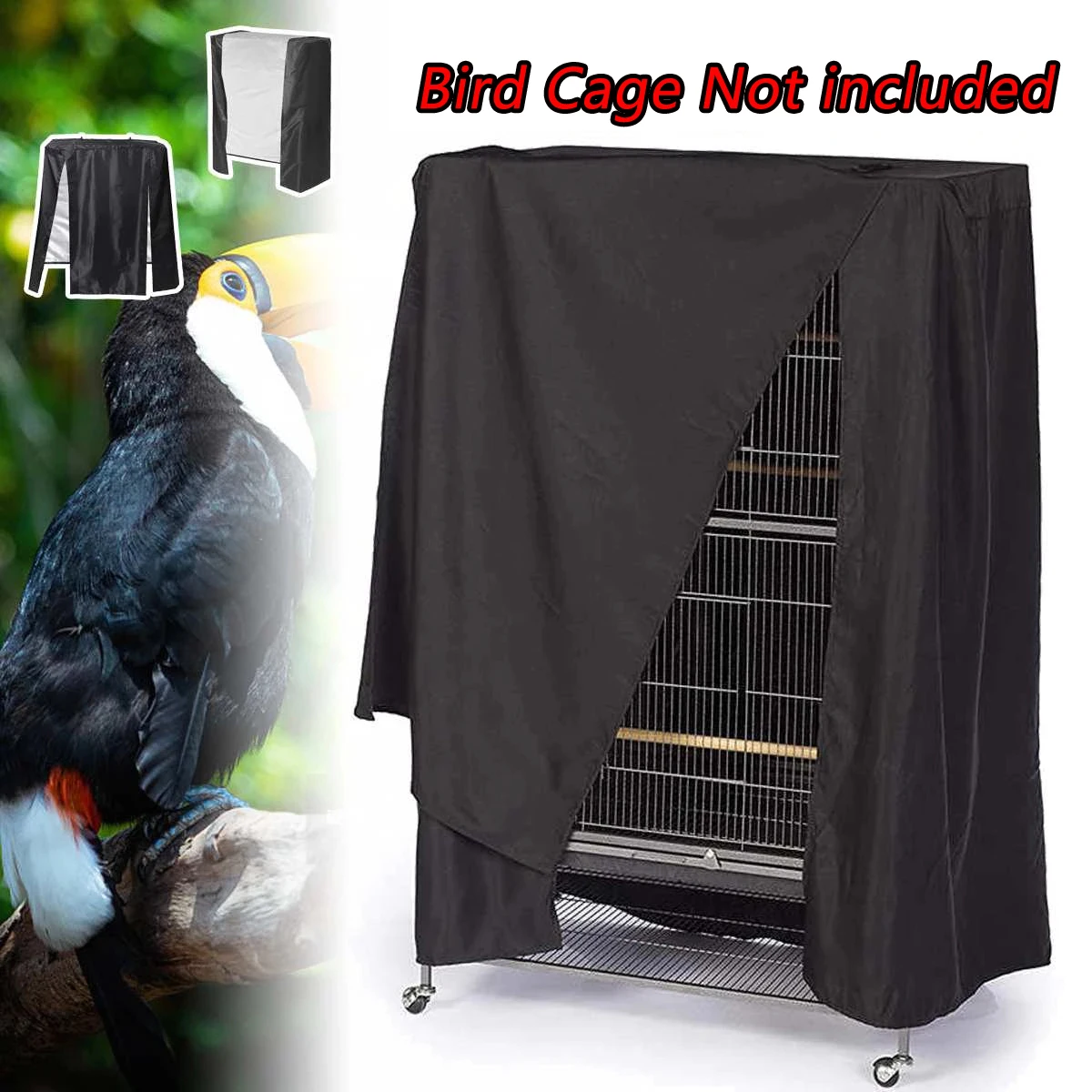 

210D Waterproof Oxford Cloth Black Dustproof Universal Parrot Cage Protective Cover Shading and Washable Good Night Bird Cage