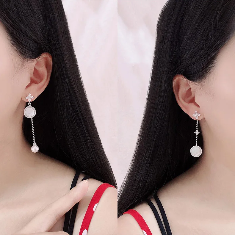 Серьги SWOUR женские новая мода S925 серебро иглы диоксид циркония четыре листа