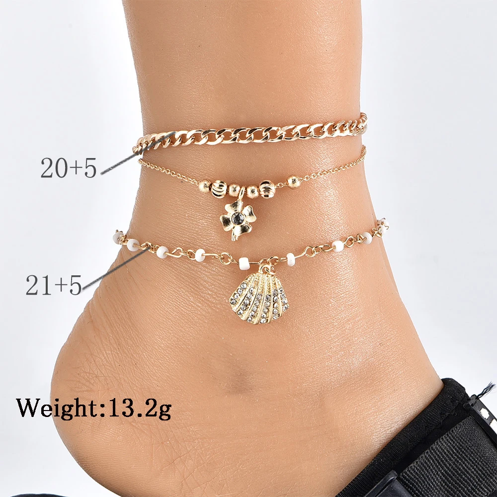 2 шт./компл. женские браслеты на ногу четырехлистный клевер бусины ручной работы