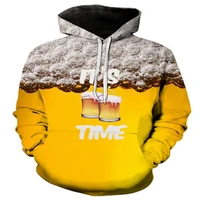 2021 spring and autumn new 3d bubble beer printing mens sweater fashion hooded sweater couple fashion pullover