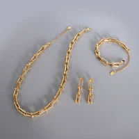 yaonuan fashion jewelry sets for women gold plated u shape horseshoe buckle necklaceearringsbracelet trendy party accessories