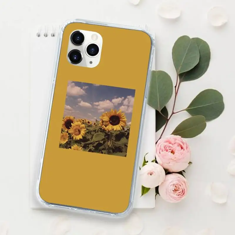 

Sesthetics Sunflower Rose Flower Phone Case for iPhone 11 12 mini pro XS MAX 8 7 6 6S Plus X 5S SE 2020 XR Luxury brand funda
