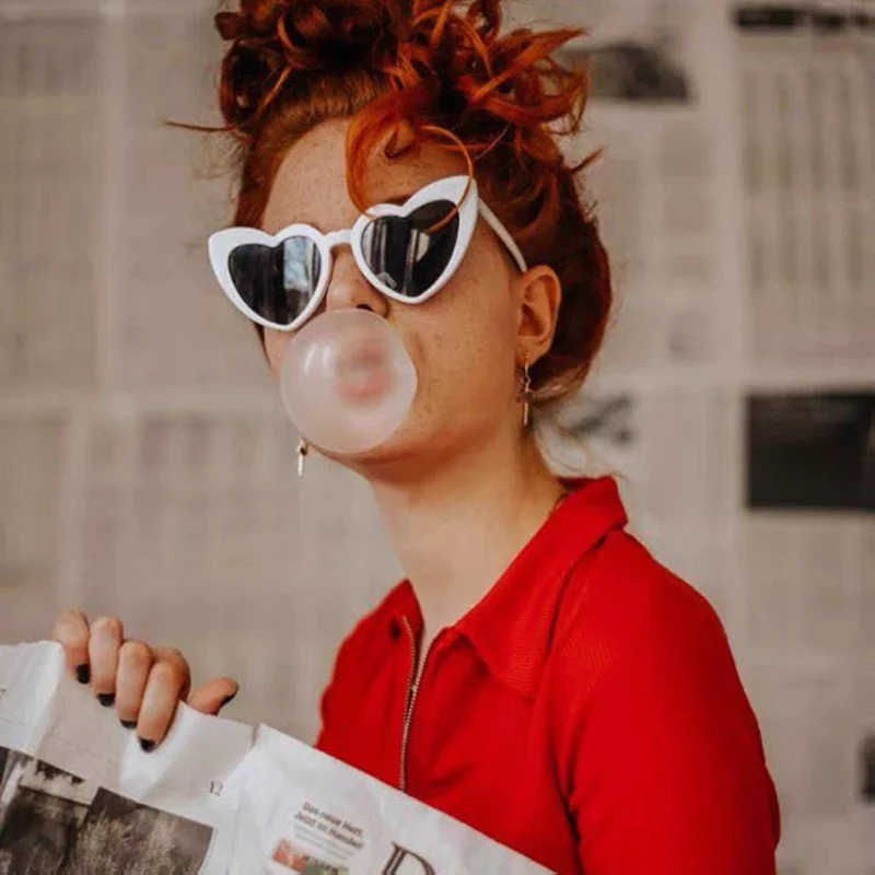 

2022 Heart Sunglasses Women Brand Designer Cat Eye Sun Glasses Female Retro Love Heart Shaped Glasses Ladies Shopping UV400