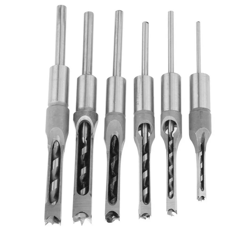 

6.4/8/9.5/12.7/14/16mm Tenon Mortise Woodworking HSS Twist Drill Bit Square Auger Mortising Chisel Drill Set Square Extended Saw