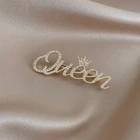 Модная женская Брошь Стразы с надписью Queen