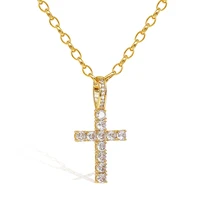 trend diamond cross necklace 18k gold hip hop pendant couple necklace zircon neck chain adjustable party unisex choker jewelry