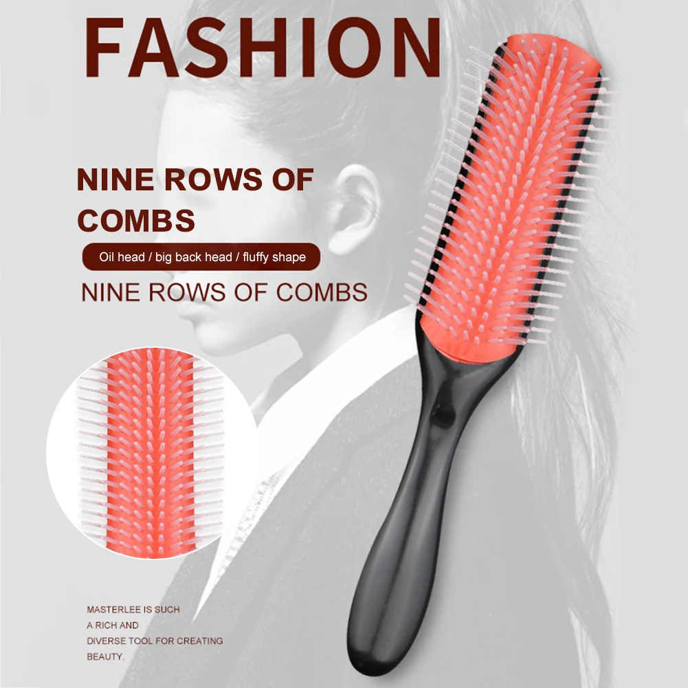 

Hair Styling Brush with 9-Row Soft Bristles Hairbrush Scalp Massager Straight Curly Hair Detangling Styling Hair Brush Comb