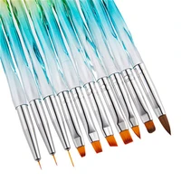 10 pcsset gradient flower lines stripe drawing extension builder pen nail art uv gel brush liner painting manicure diy tool