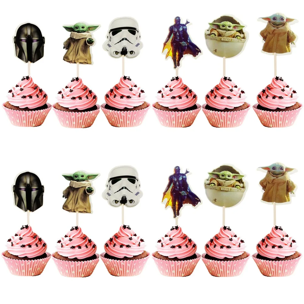 24 шт. мультяшный мандалор малыш йода Звездные войны кекс карточка вставка