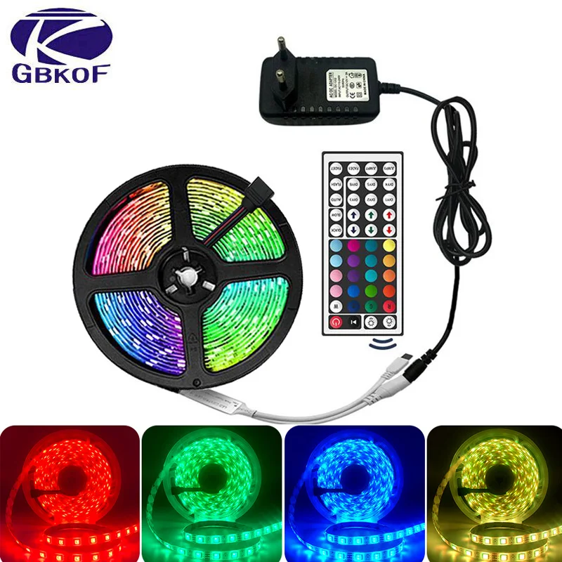 Rgb led 3528 2835 гибкая света не водонепроницаемый 5 м 300LED+ 24key ИК-пульт дистанционного управления+ DC12V питания Адаптер ЕС/США/AU/UK