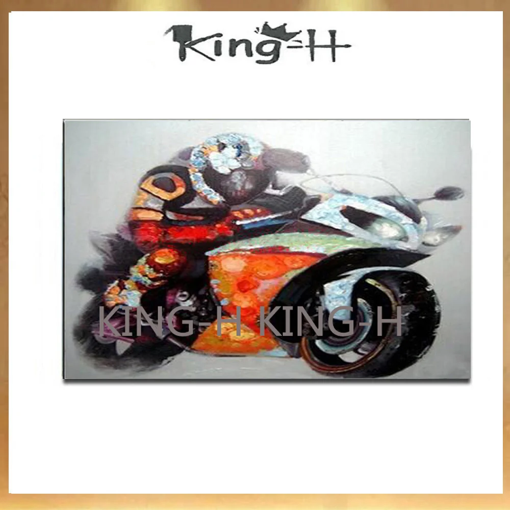 Pintura al óleo de la motocicleta hermosa abstracta pintada a mano 100% imágenes en лиенсо moderna decoración pared | Дом и сад