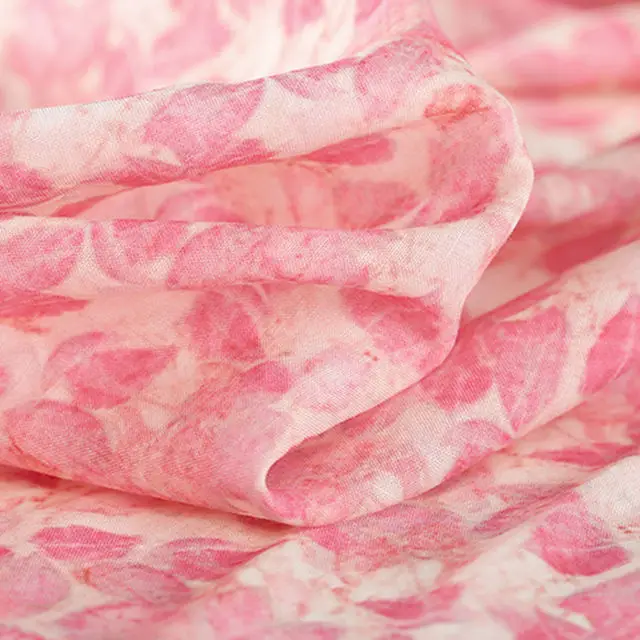

Ramie natural ramie fabrics high-grade digital printing powder rose ramie high - set fabrics