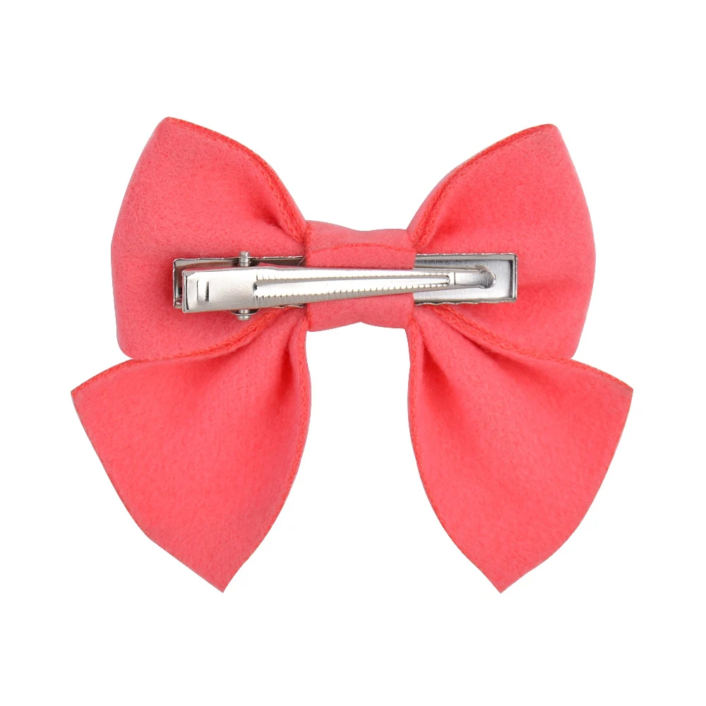 Однотонные бантики для волос 3 5 дюйма с клипсой милых девочек заколки ручной