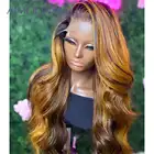 Медовая блондинка парик хайлайтер кружева передние человеческие волосы парики тела волна глубокий 13x4 кружевной передний парик человеческие волосы предварительно выщипанные 150% Реми