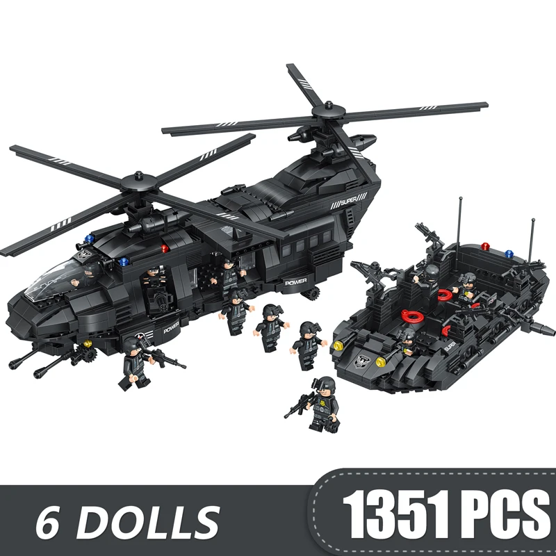 

1351PCS Small Building Blocks Toys Compatible City SWAT Teams Weapons Military Tactics Gift for Boys Children DIY Model Kit