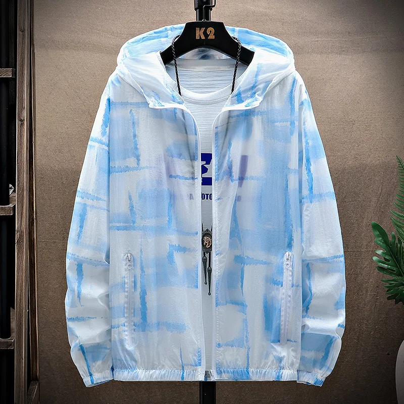 

Summer Thin Jacket Men and Women Hooded Tie dye Quick-drying Mens Sunscreen Coat Male Light fabrics Outdoor Travel Jackets