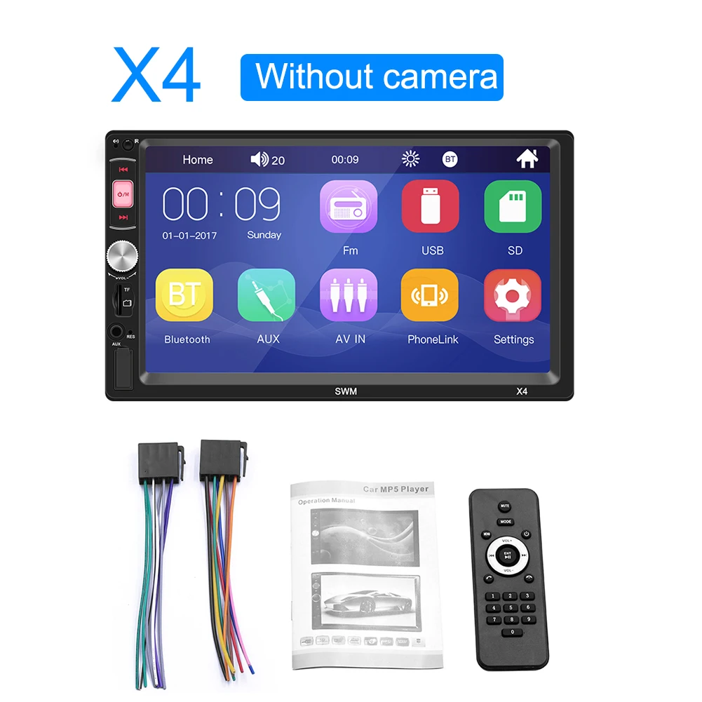 

7" 2 DIN MP5 Car Radio BluetoothTouch Screen Stereo FM Audio Stereo MP5 Player Camera Supports Android IOS System MirrorLink