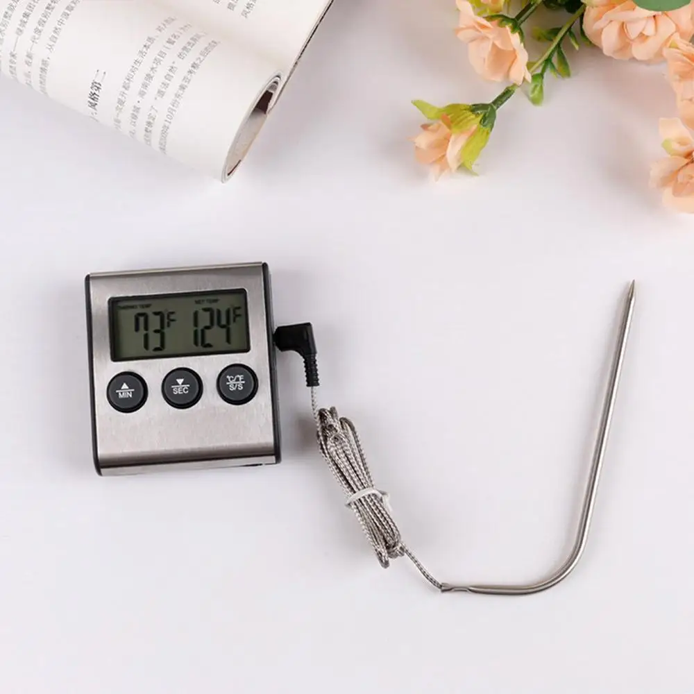 

BBQ Cooking Oven Thermometer Meat Kitchen Digital Wireless Temperature Meter Grill Timer With Stainless Steel Probe Thermometer