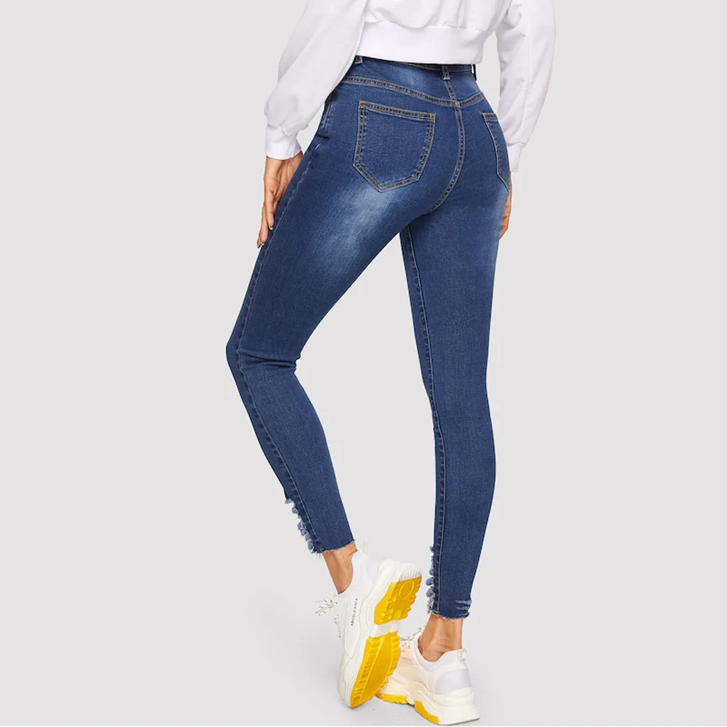 Джинсы с высокой талией на молнии карманами рваные джинсы для женщин бойфренда