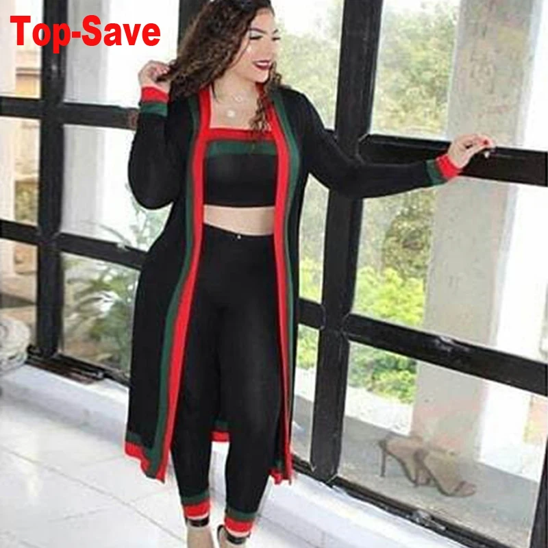 Large Size 3XL 3 Piece Set Women Winter Long Sleeve Three Pieces Sets For Female Coat Pants Tops Women's Suits |