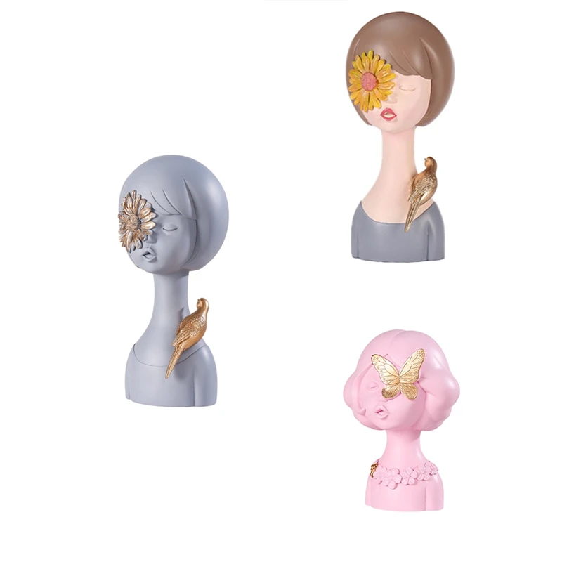 

Nordic Cute Girls Resin Accessories Home Livingroom Desktop Figurines Crafts Entrance TV Cabinet Sculpture Decoration