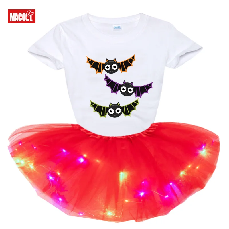 Halloween Costumes Girls Dress Party for Kids Girl Dresses Girls  Sets Children Short Sleeve T Shirt+Dress Children Baby Clothes