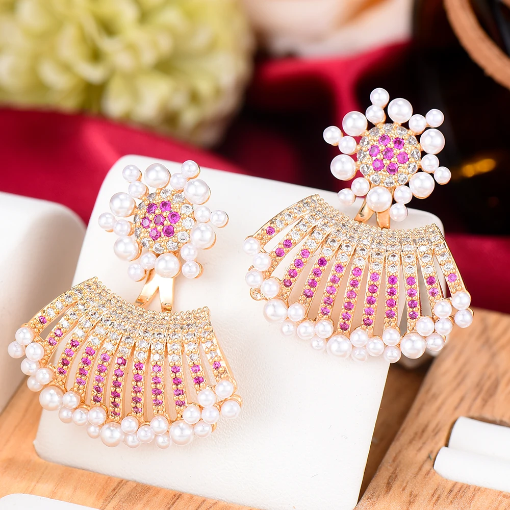 Женские серьги гвоздики с искусственным жемчугом и фианитом|stud earrings|stud earrings for
