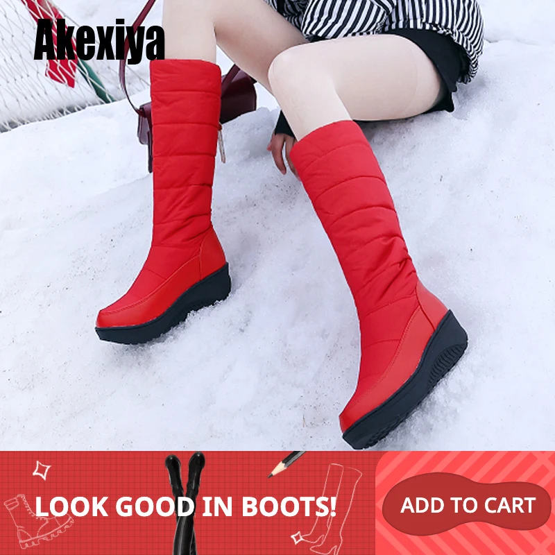 Женские высокие зимние сапоги теплая плюшевая обувь размера плюс 35 43 легкая