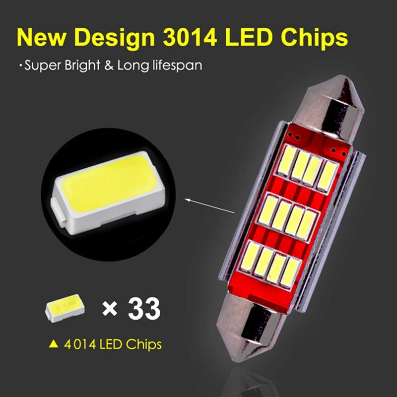 

1Pc C5W LED C10W Car Interior Lights Canbus Festoon 31mm 36mm 39mm 42mm LED Bulbs Dome Light Reading Auto Lamp 12V 6000K White