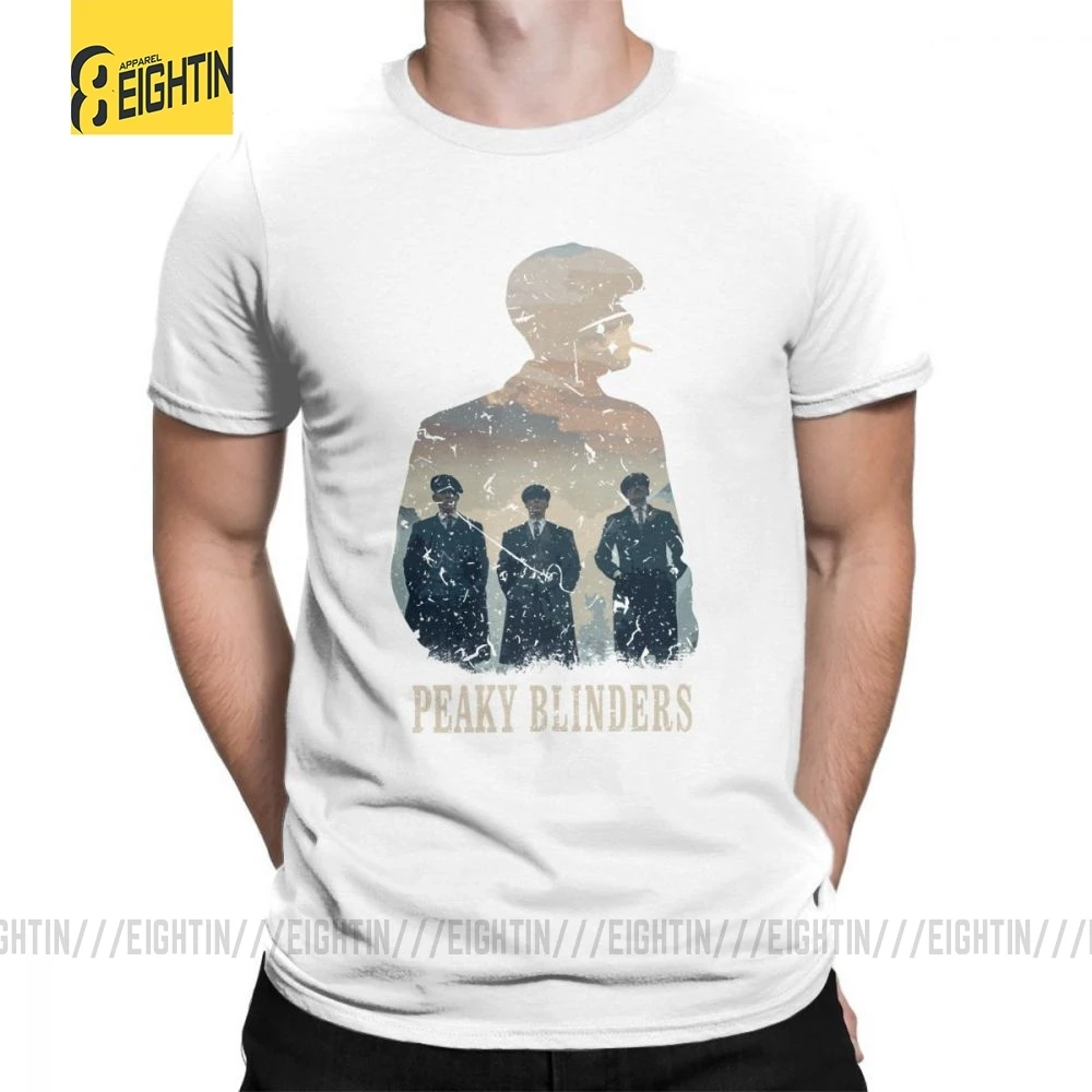 Peaky blinds футболки Уникальные для досуга Чистый хлопок мужские футболки с коротким рукавом o-образным вырезом футболки размера плюс популярный фильм - Цвет: Белый