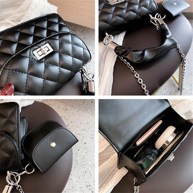 

TOYOOSKY 2 Pcs/set Classic Diamond Pattern Messenger Bag 2020 Fashion New PU Leather Women's Designer Handbag Chain Shoulder Bag