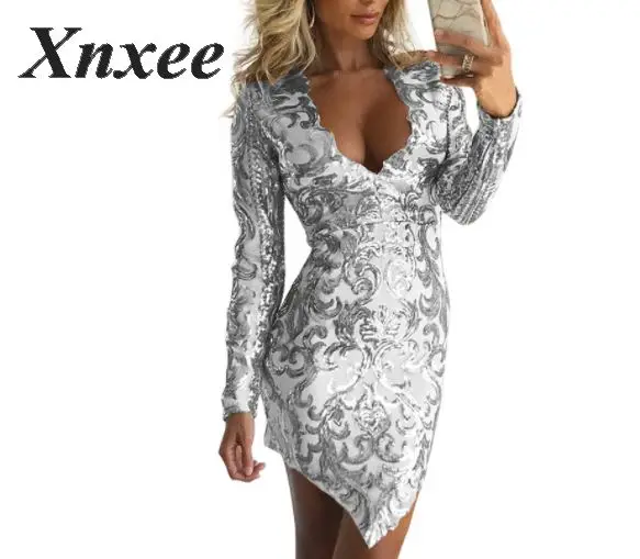 Новое Европейское и американское Сексуальное Женское Платье с длинным рукавом
