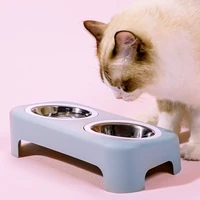 stainless steel pet double bowls dog food water feeder cat drinking dish feeder small dogs cats feeding bowls pet puppy supplies