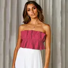 Летний женский сексуальный однотонный бюстье с открытой спиной и рюшами, жилет, укороченный топ, Клубная одежда, пляжная одежда