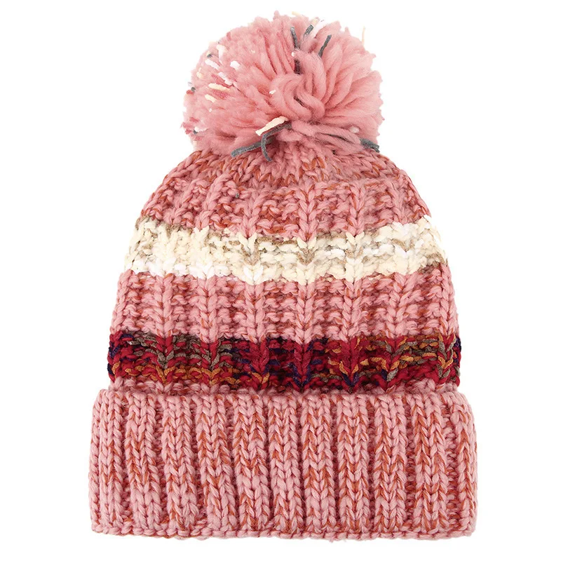 2021 New Korean Women's Hat Winter Plus Velvet Cold-Proof Ear Protection Woolen Fashion Color Matching Thick Knitted | Аксессуары