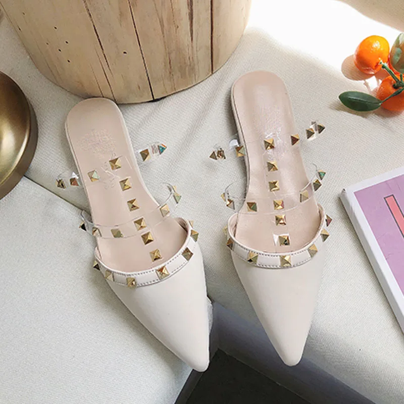 Женские летние блестящие шлепанцы на плоской подошве Прозрачная мягкая