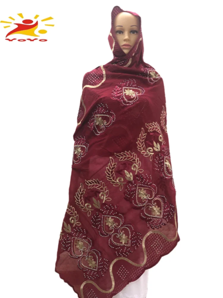 Африканский Модный женский шарф из мягкого хлопка Дубай Isalmic вышивка