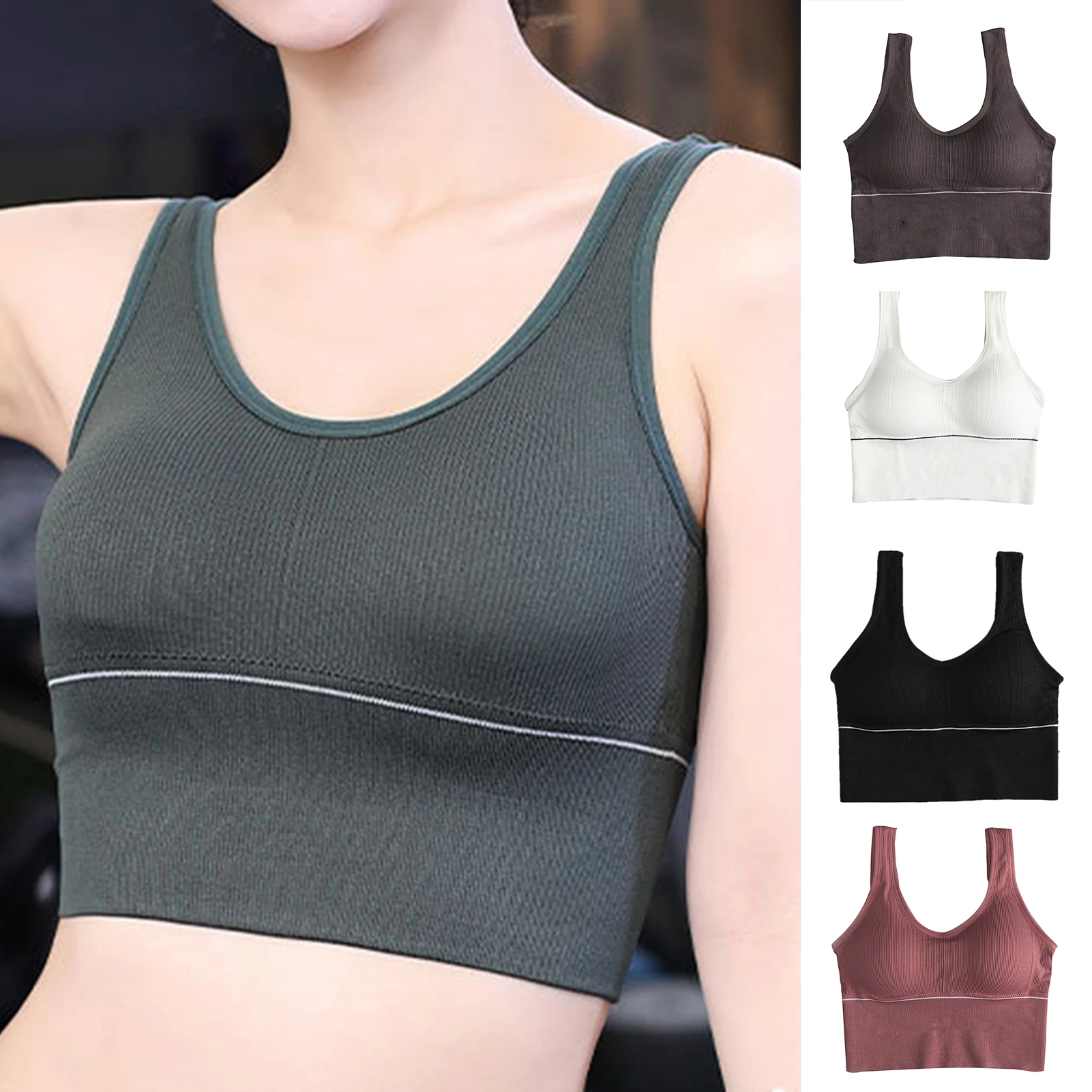 

NEW No Rims Sports Bras Women Shockproof Running Fitness Wireless Anti-Sagging Vest-Style Bra