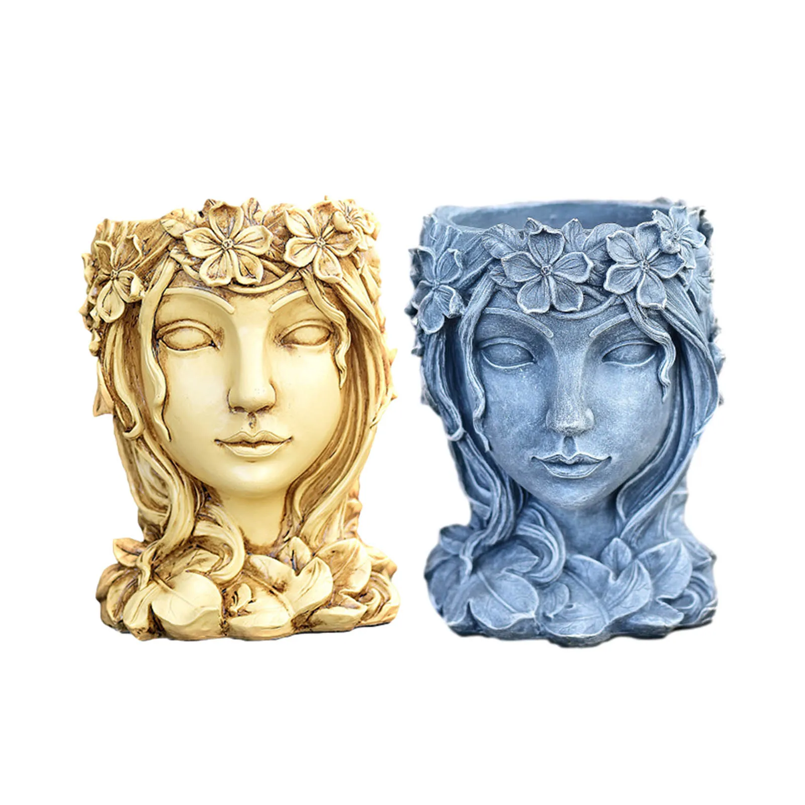 

3D Goddess Head Cement Vase Mould DIY Resin Flower Pot Silicone Planter Molds Garden Decorating Crafts