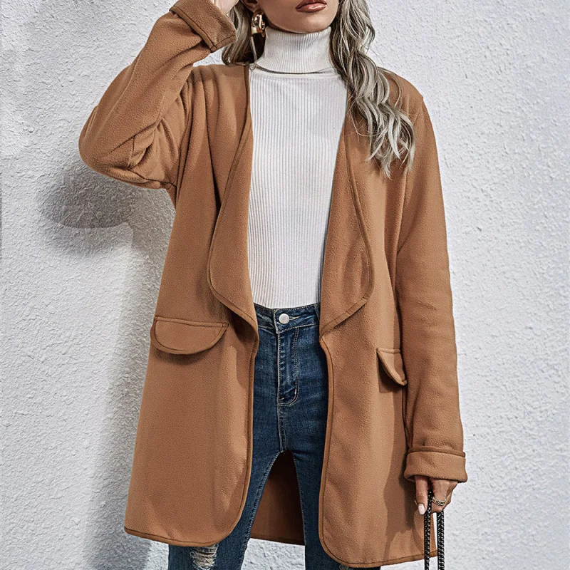

New European and American Women's Cardigan Casual Top Long Sleeve Coat