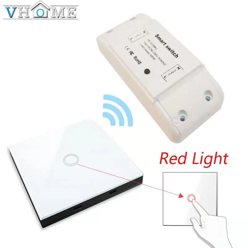 white with red led Vhome Wireless Switch Controller Smart Remote Control Touch Light switch RF Transmitter AC220V 5A For Smart Home LED White/Black - Цвет: white with red led