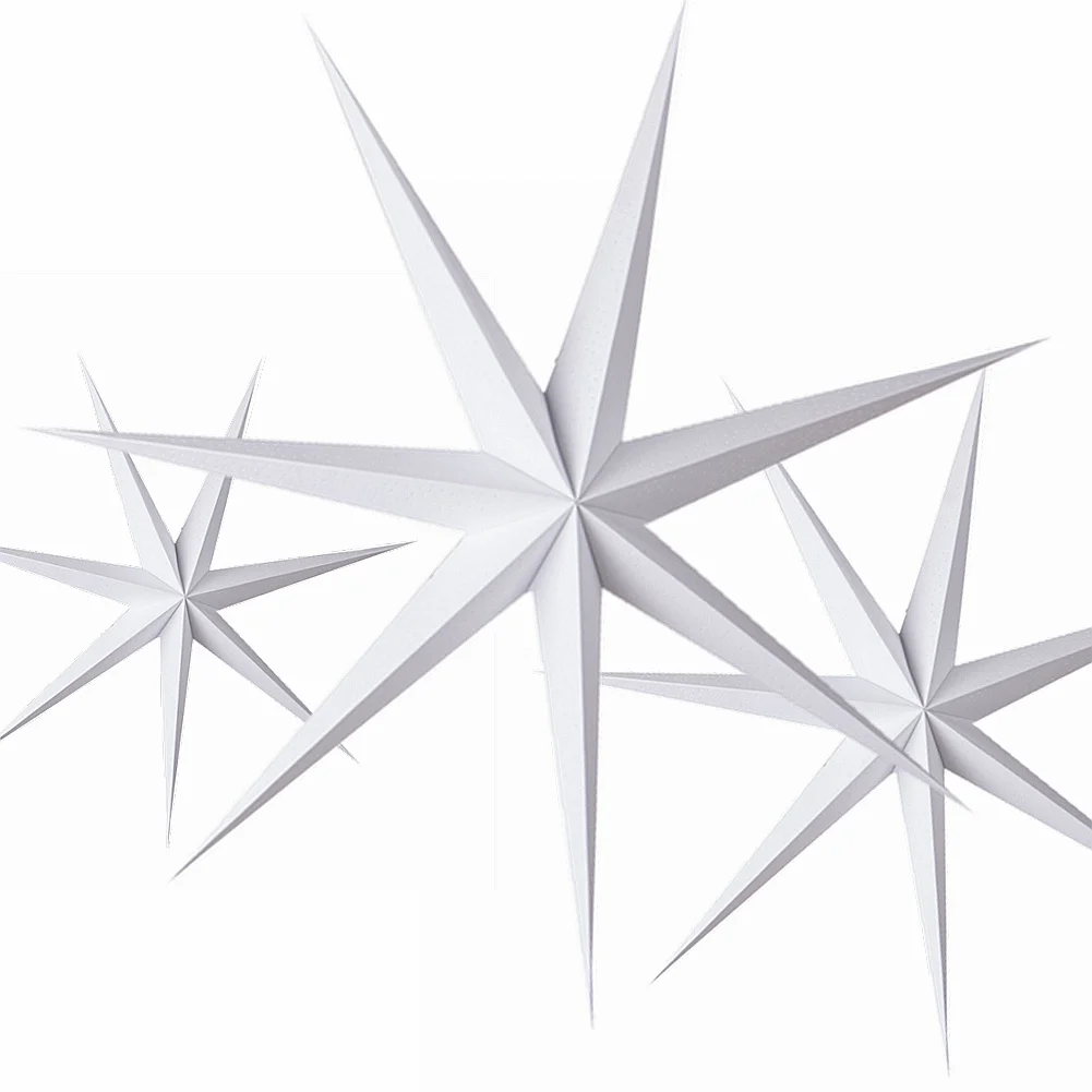 

1pc 60cm White Star Lantern Wedding Decoration White Christmas New Year Hanging 3D Seven Angle Hi-Q Decor