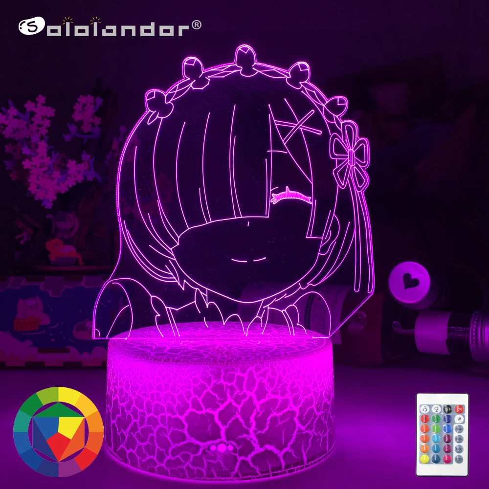 

Newest 3d Anime Lamp Re Zero Starting Life In Another World LED Night Light for Room Decor Nightlight Gift Re Zero Rem Lights