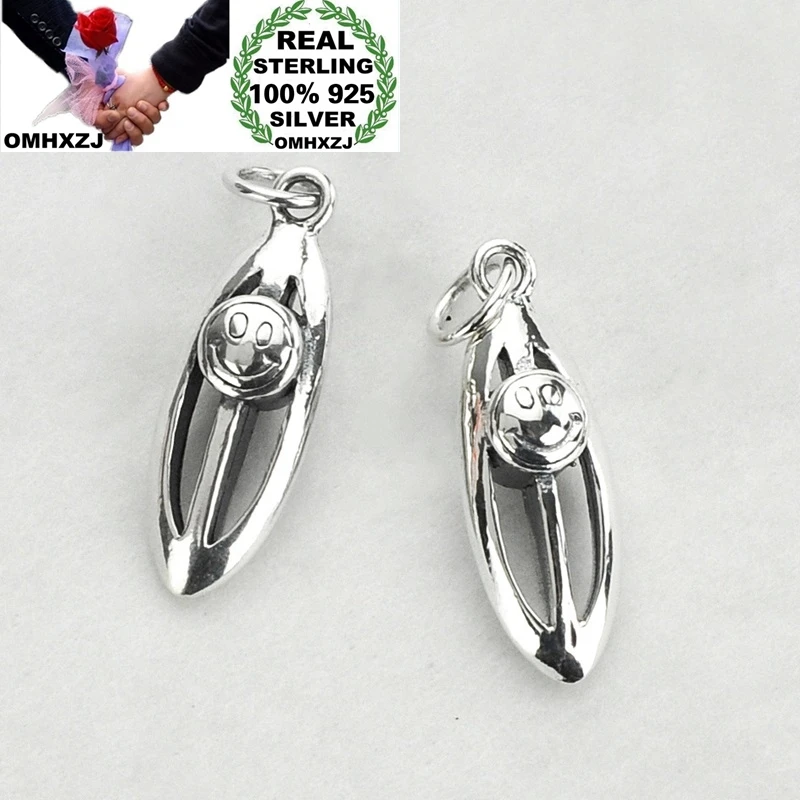 

OMHXZJ Wholesale HD114 European Fashion Woman Girl Birthday Party Gift Vintage Smile Face 100% 925 Sterling Silver Pendant Charm