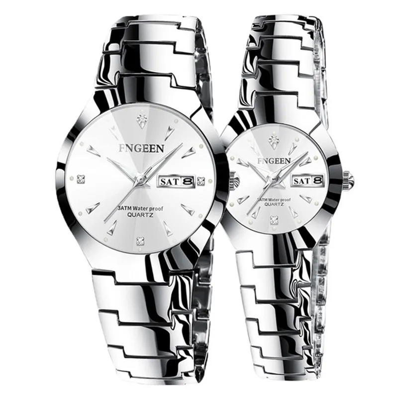 Couple Watches for Lovers Quartz Wristwatch Fashion Business Men's Watch for Women Watches Tungsten Steel Coffee Gold Pair Hour