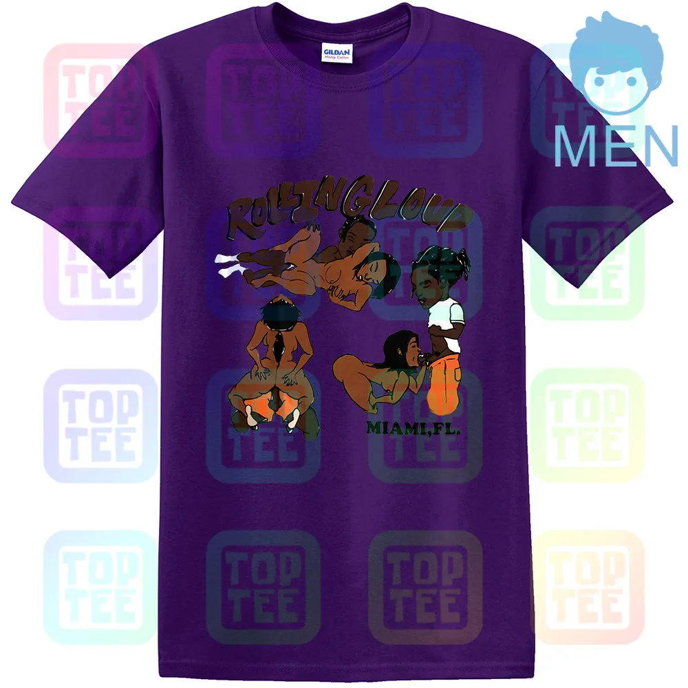 MEN-PURPLE Футболка AWGE Asap Rocky Rolling Loud - Цвет: MEN-PURPLE