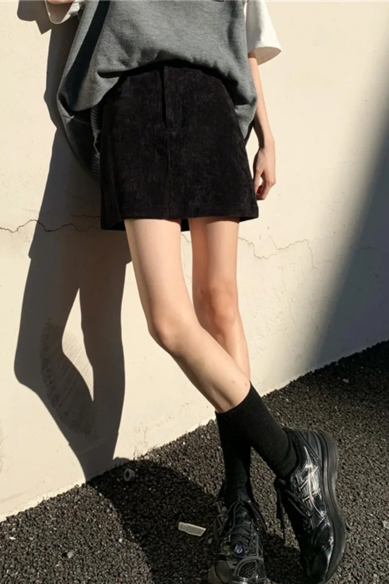 Вельветовая юбка в стиле ретро Корейская версия новинка 2021 летняя тонкая